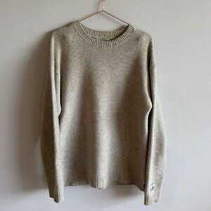 Hamilton Mens Lambs Wool Crewneck Sweater Light Gray Size Large